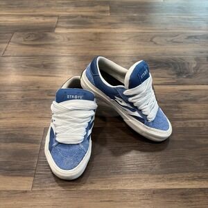 STRAYE Shoes Men 5/6.5 Wmn Blue Suede Flame LowTop Logan Puff Lace Up Casual